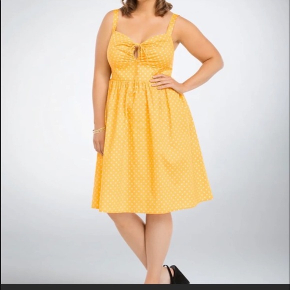 torrid retro chic yellow polka dot dress